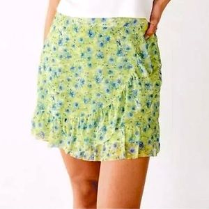 So Green & Blue Floral Mini Skirt, M